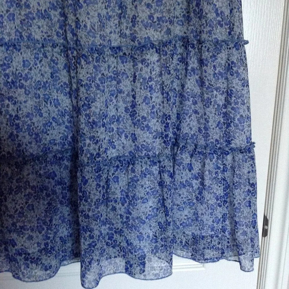 Laura Women's Maxi Flowy Maxi Skirt Blue Floral Ruffles Lined Size 8 Western - Picture 3 of 8